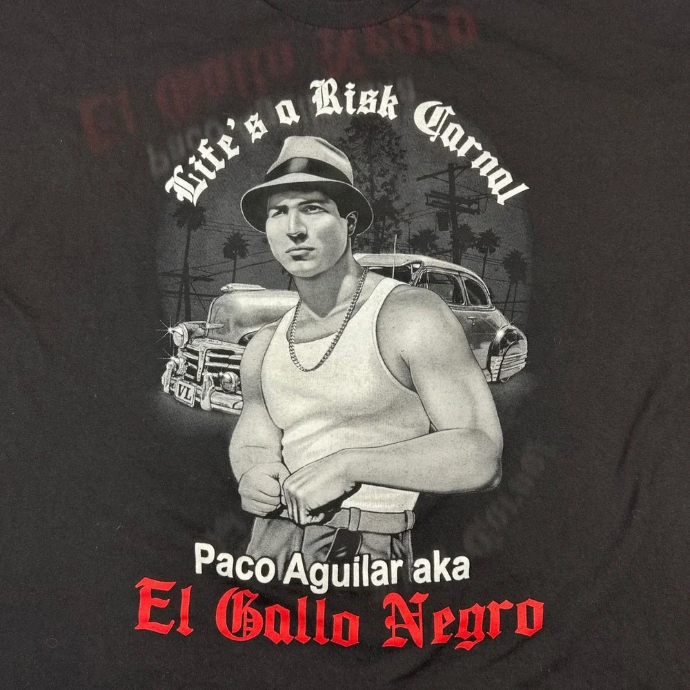 Blood In Blood‎ Out Paco Aguilar El Gallo Negro Black Graphic T-Shirt Mens 3XL